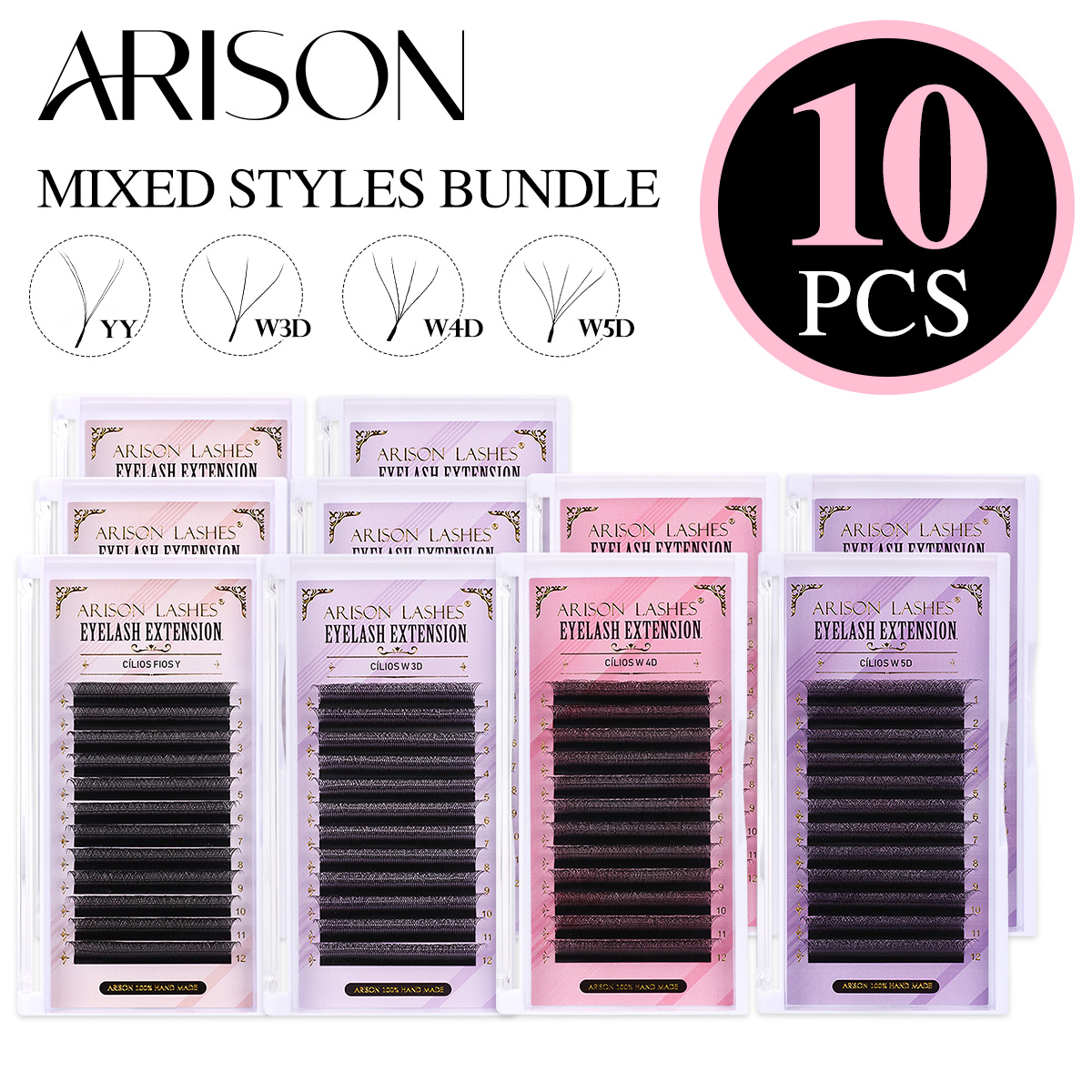 Eyelash Extension Volume Styles - ARISON 10 Scatole Extension Ciglia Volume